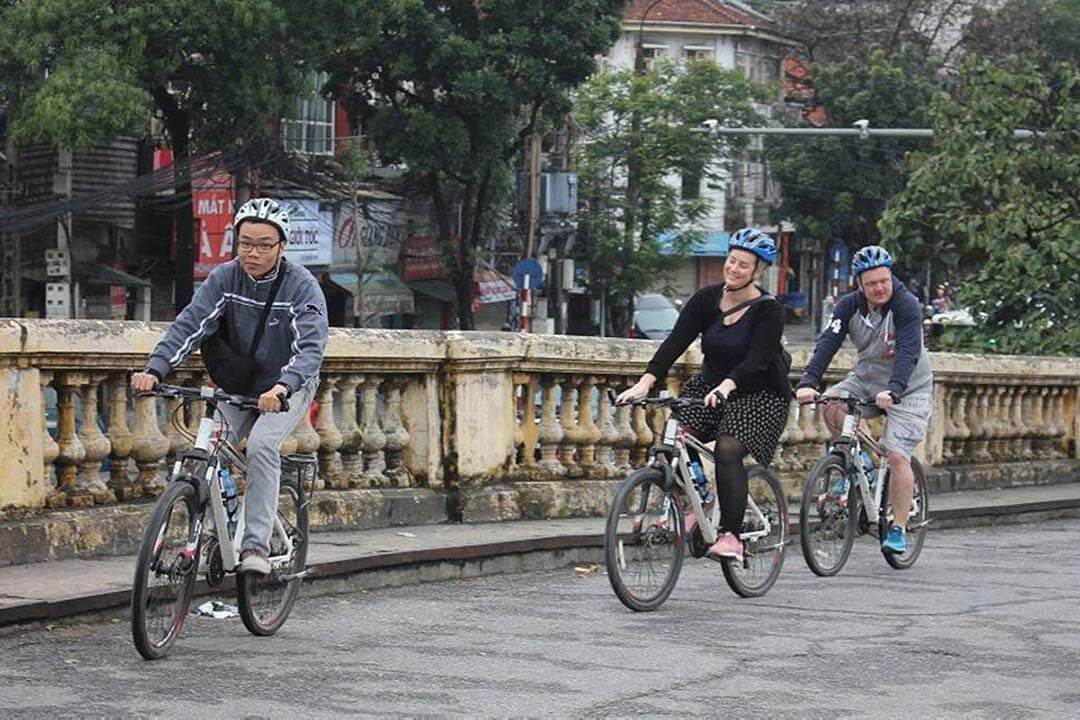 Cycling around Hoan Kiem lake