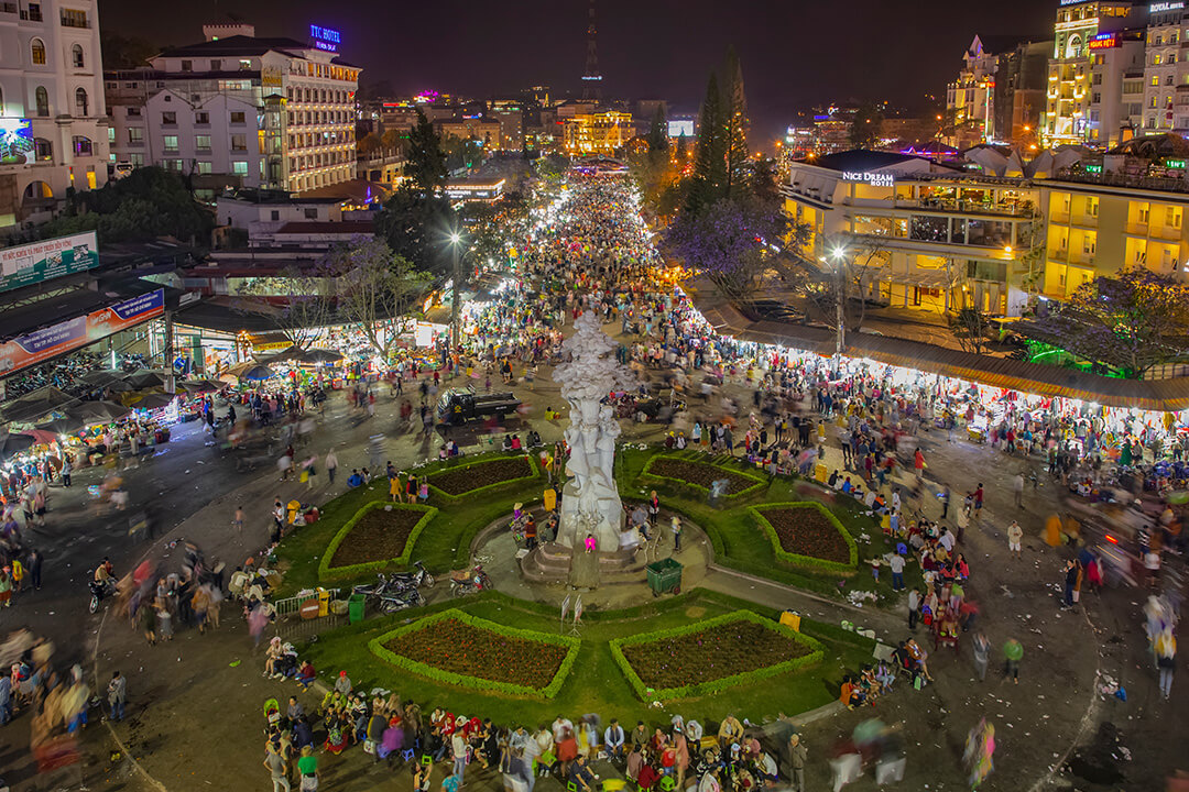 View of Dalat night market