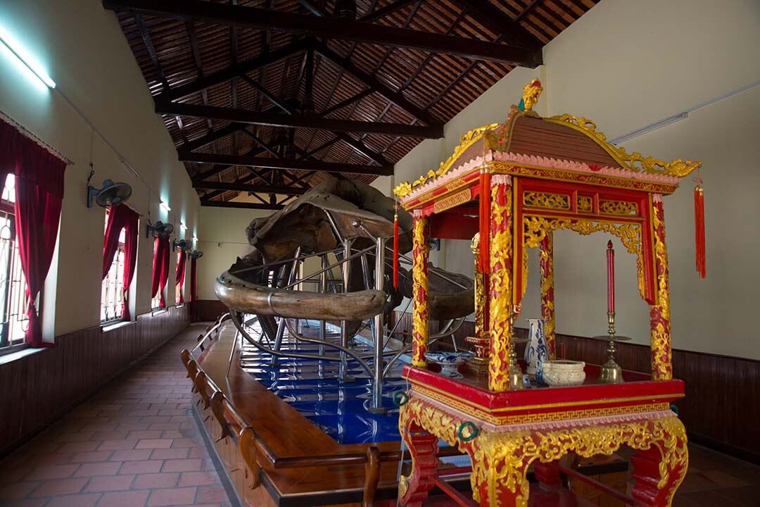 In front of the whalebone at the temple