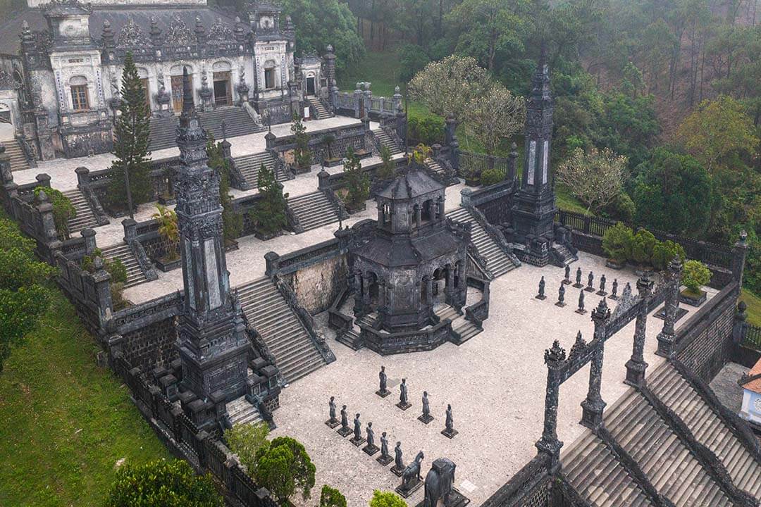 The view seen from above of Khai Dinh Tomb