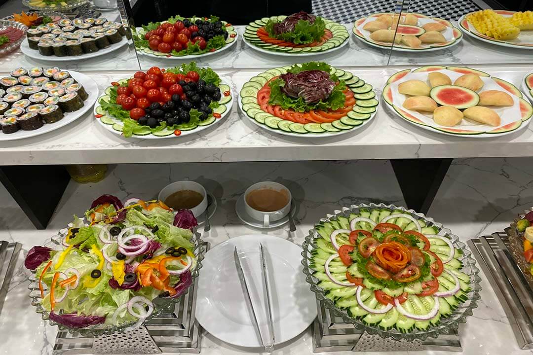 Buffet counter at Aquarius Premium hotel