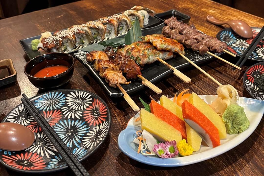 Grilled meat dishes at Shamoji Robata Yaki