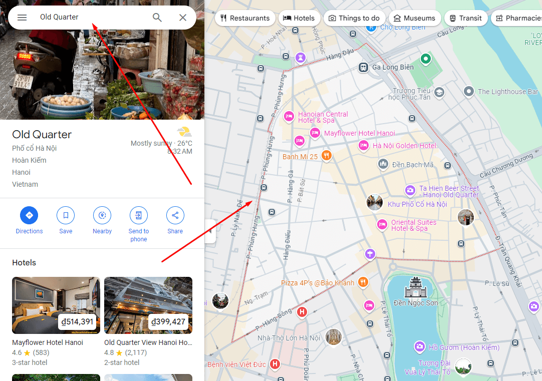 Hanoi Old Quarter map on Google Maps