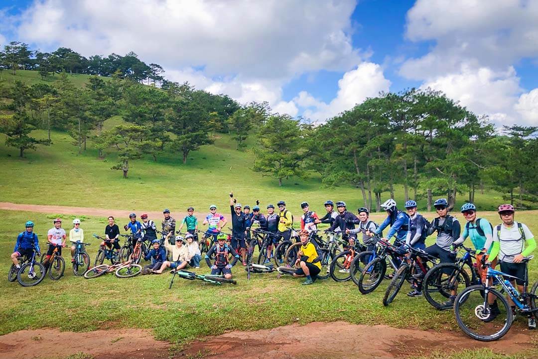 Lots of people cycling in Dalat