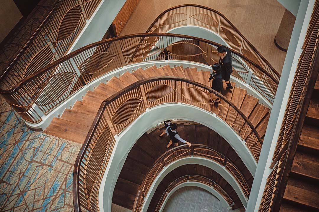 The sprial staircase is used by many tourist check-in at Golf Valley Hotel